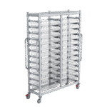 Double wide HTM71 trolley, 600mm facing, full height. Logistics trolley