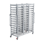Triple wide HTM71 logistics trolley with clear trays