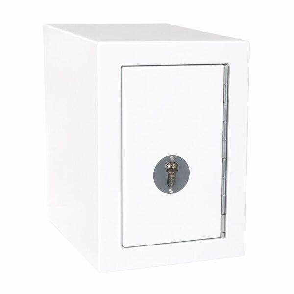 Controlled drugs cabinet – lockable white steel medical storage safe