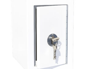 Controlled drugs cabinet – lockable white steel medical storage safe