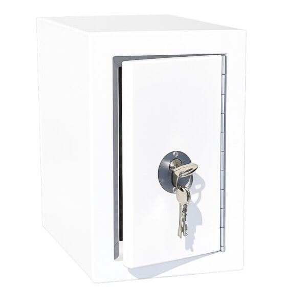 Controlled drugs cabinet – lockable white steel medical storage safe