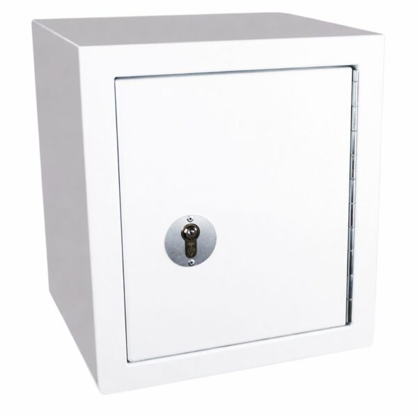 Controlled drugs cabinet – lockable white steel medical storage safe