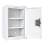 Controlled drugs cabinet – lockable white steel medical storage safe