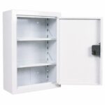 Controlled drugs cabinet – lockable white steel medical storage safe