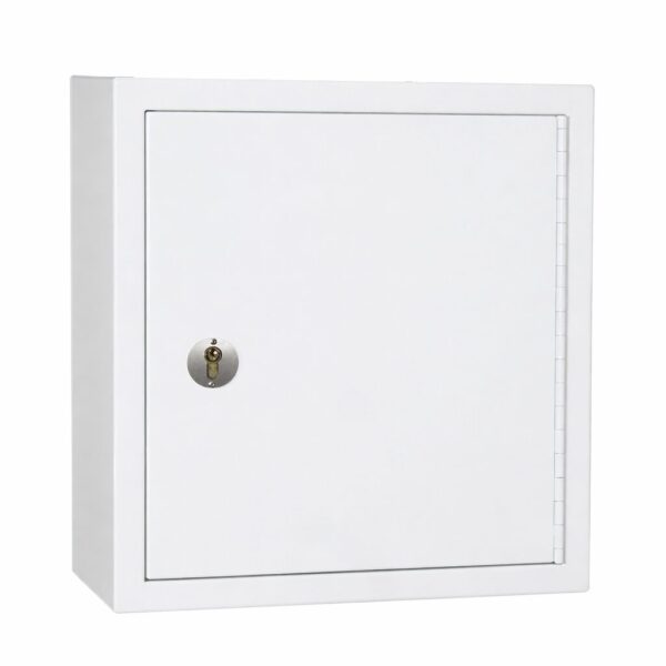 Controlled drugs cabinet – lockable white steel medical storage safe