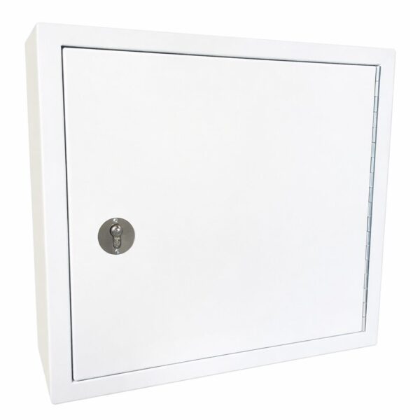 Controlled drugs cabinet – lockable white steel medical storage safe