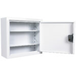 Controlled drugs cabinet – lockable white steel medical storage safe