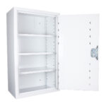 Controlled drugs cabinet – lockable white steel medical storage safe