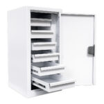 Controlled drugs cabinet – lockable white steel medical storage safe