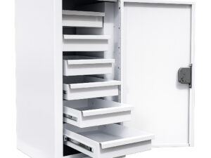 Controlled drugs cabinet – lockable white steel medical storage safe
