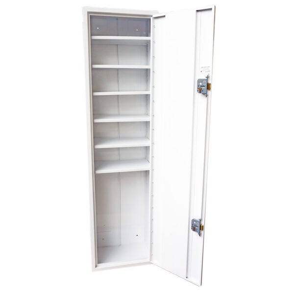 Controlled drugs cabinet – lockable white steel medical storage safe