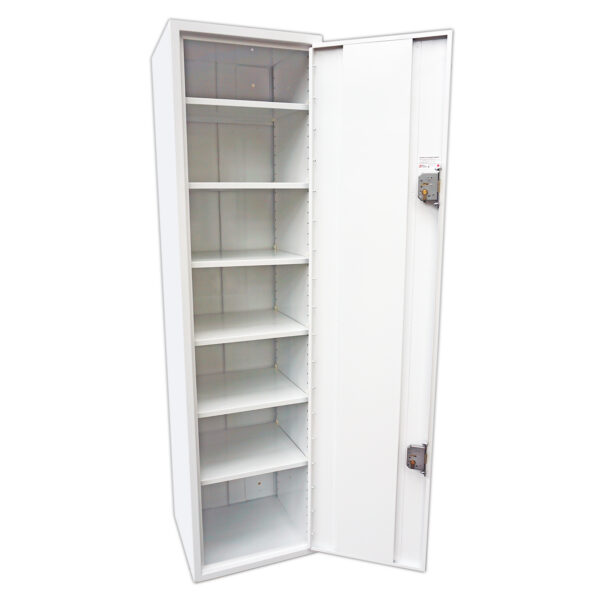 Controlled drugs cabinet – lockable white steel medical storage safe