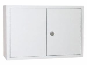 Controlled drugs cabinet – lockable white steel medical storage safe
