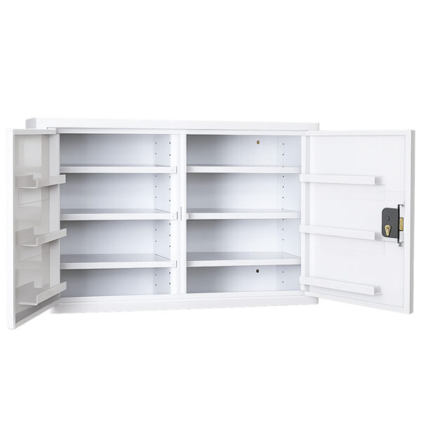 Controlled drugs cabinet – lockable white steel medical storage safe