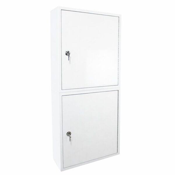 Controlled drugs cabinet – lockable white steel medical storage safe