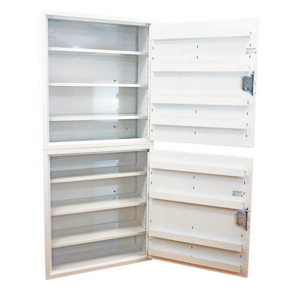 Controlled drugs cabinet – lockable white steel medical storage safe