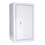 Controlled drugs cabinet – lockable white steel medical storage safe