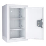 Controlled drugs cabinet – lockable white steel medical storage safe