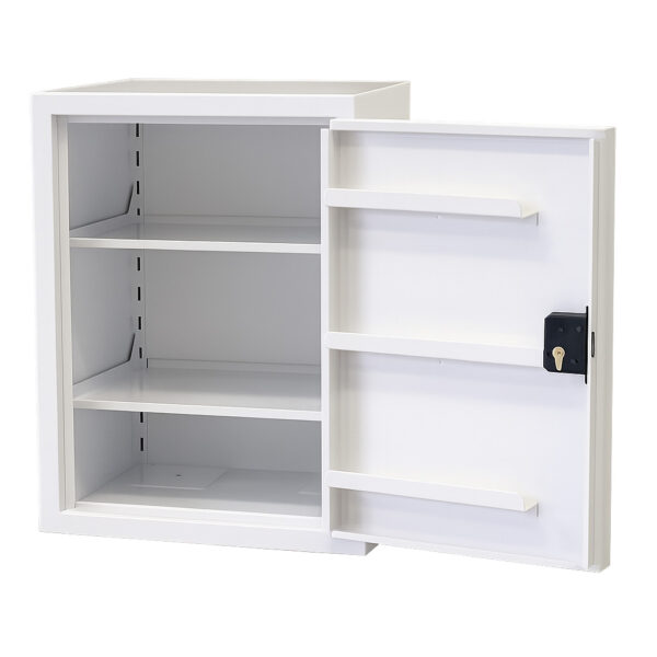 Controlled drugs cabinet – lockable white steel medical storage safe
