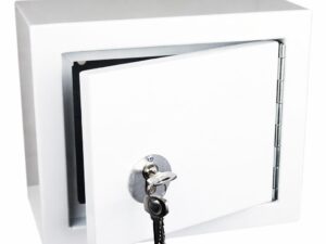 Controlled drugs cabinet – lockable white steel medical storage safe