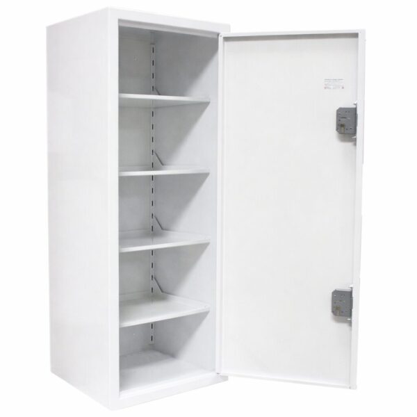 Controlled drugs cabinet – lockable white steel medical storage safe