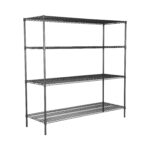 Antimicrobial wire shelving bay with BioCote protection - static 4 tier unit