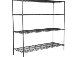 Antimicrobial wire shelving bay with BioCote protection - static 4 tier unit